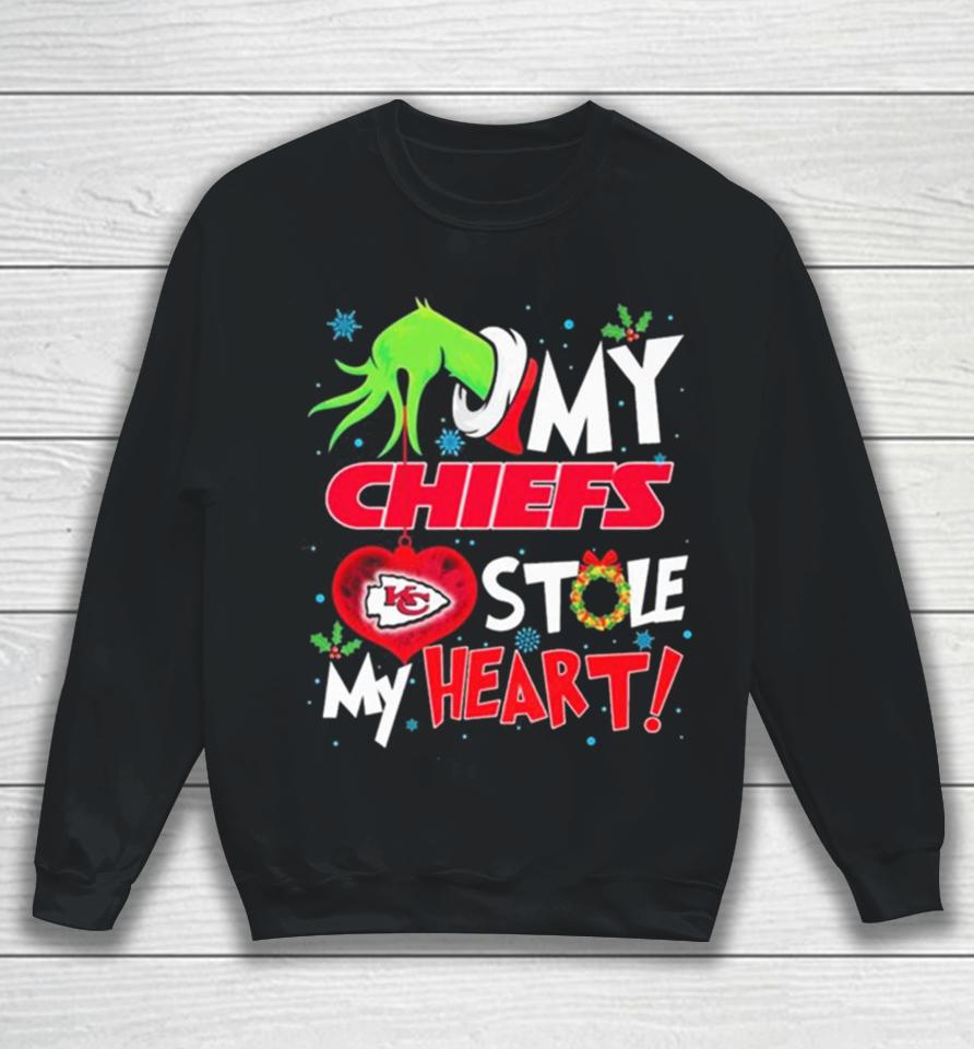 Grinch Hand My Kansas City Chiefs Stole My Heart Christmas Sweatshirt