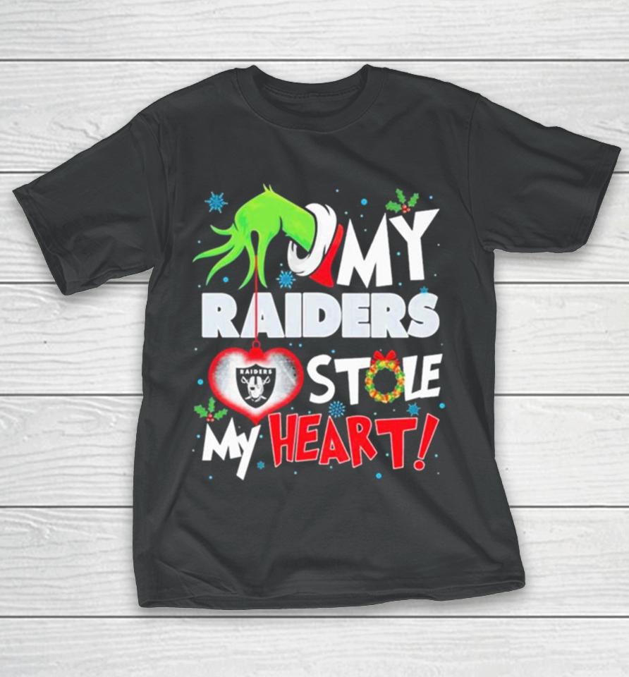 Grinch Hand My Las Vegas Raiders Stole My Heart Christmas T-Shirt