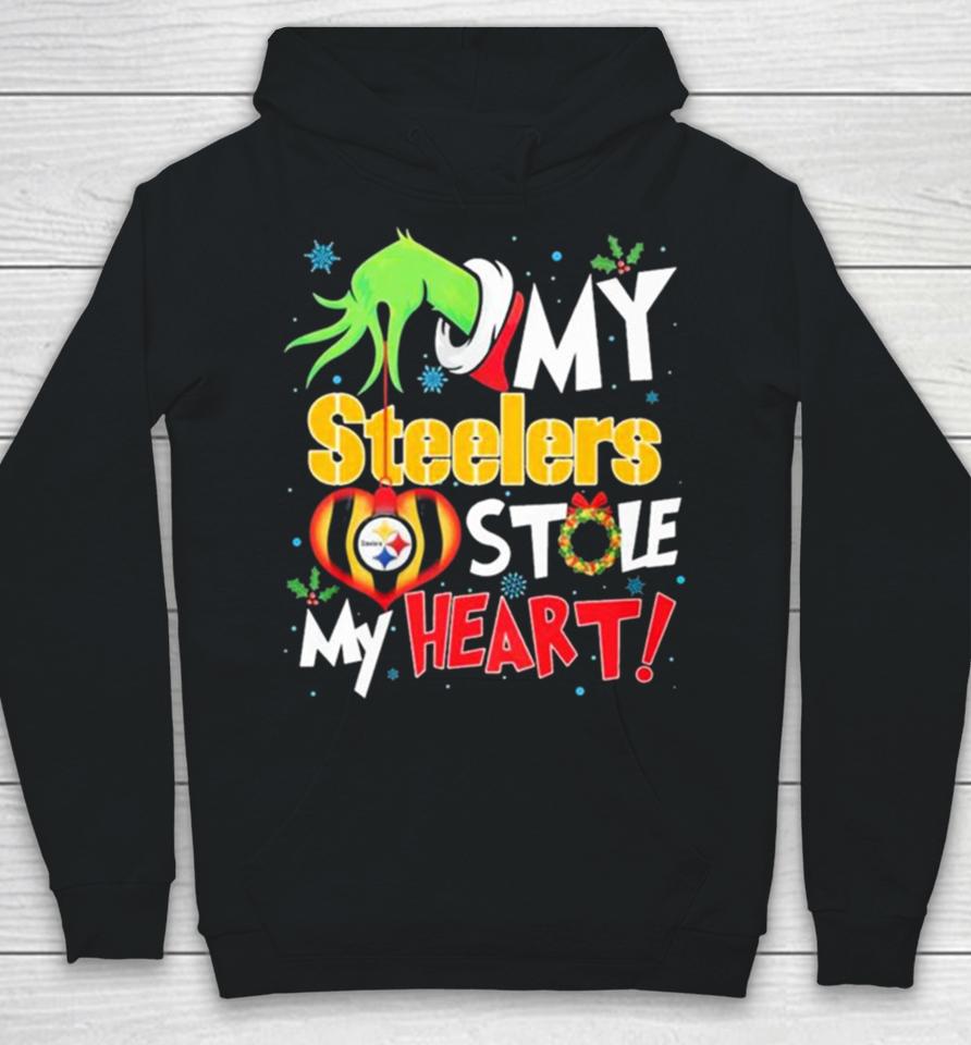 Grinch Hand My Pittsburgh Steelers Stole My Heart Christmas Hoodie
