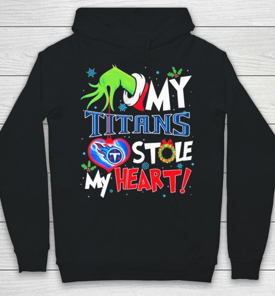 Grinch Hand My Tennessee Titans Stole My Heart Christmas Hoodie