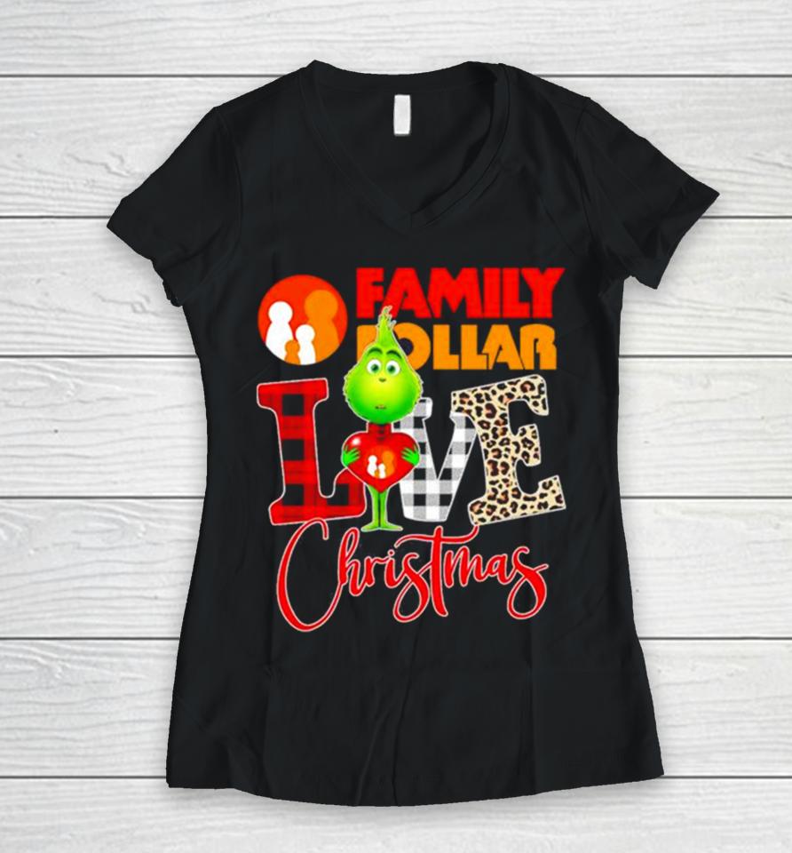 Grinch Love Domino’s Christmas Women V-Neck T-Shirt