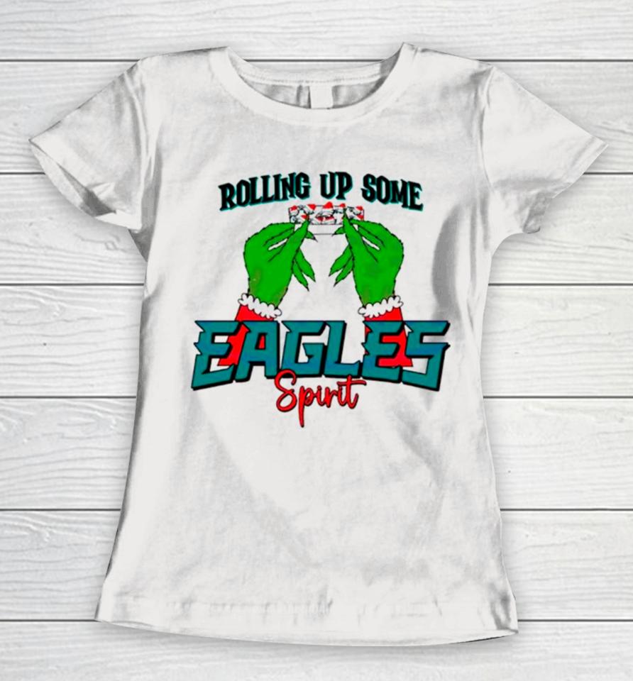 Grinch Rolling Up Some Eagles Spirit Women T-Shirt