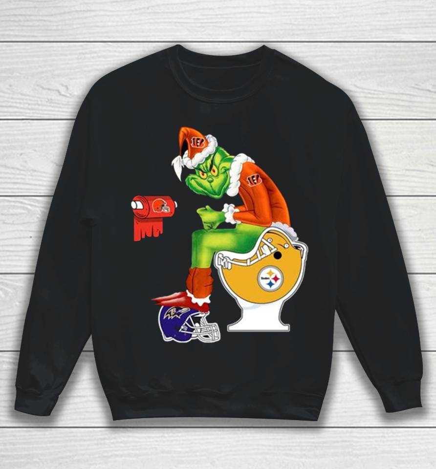 Grinch Santa Cincinnati Bengals Toilet Christmas 2023 Sweatshirt