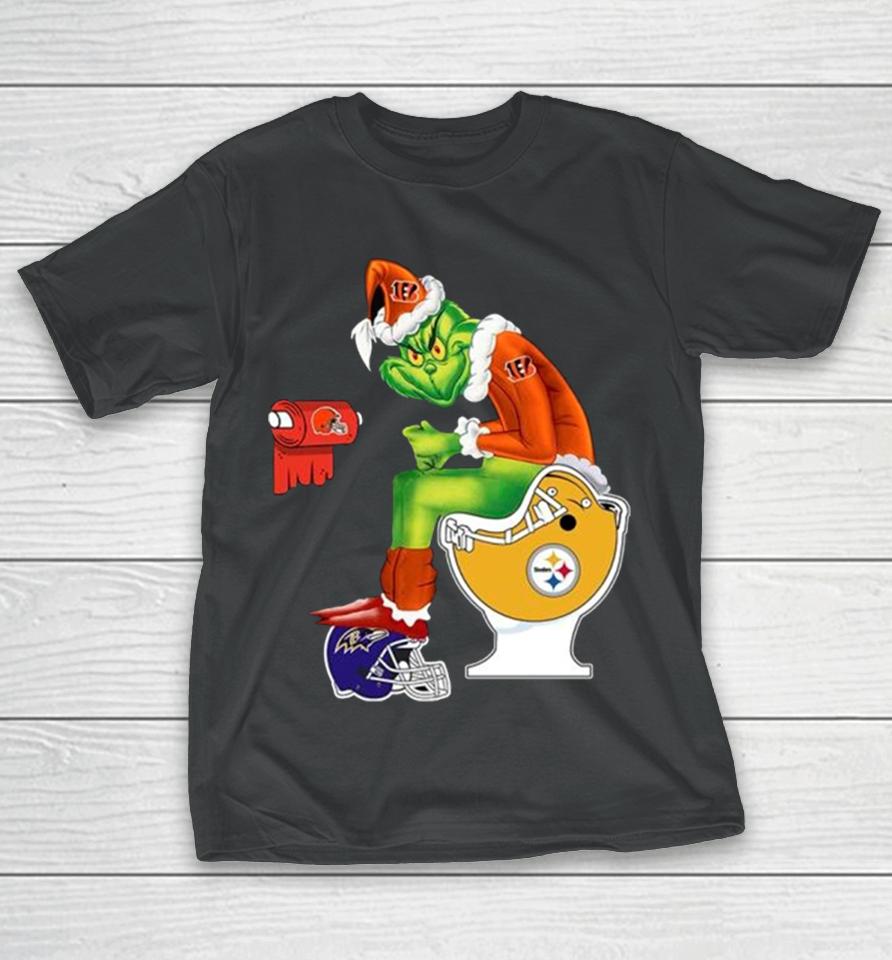 Grinch Santa Cincinnati Bengals Toilet Christmas 2023 T-Shirt