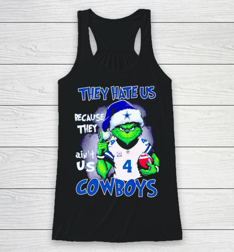 Grinch Santa They Hate Us Because They Ain’t Us Cowboys Football Racerback Tank