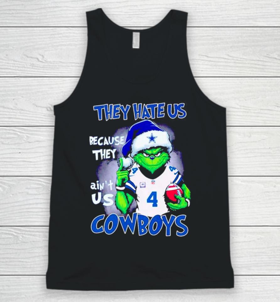 Grinch Santa They Hate Us Because They Ain’t Us Cowboys Football Unisex Tank Top