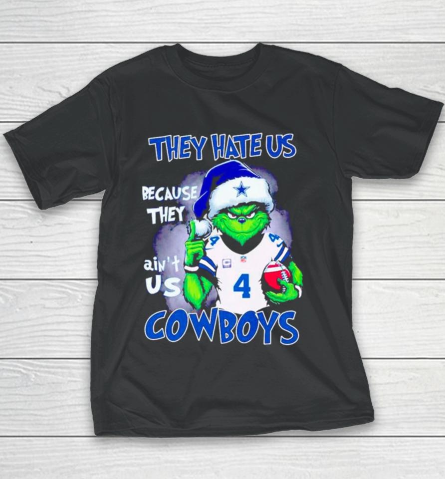 Grinch Santa They Hate Us Because They Ain’t Us Cowboys Football Youth T-Shirt