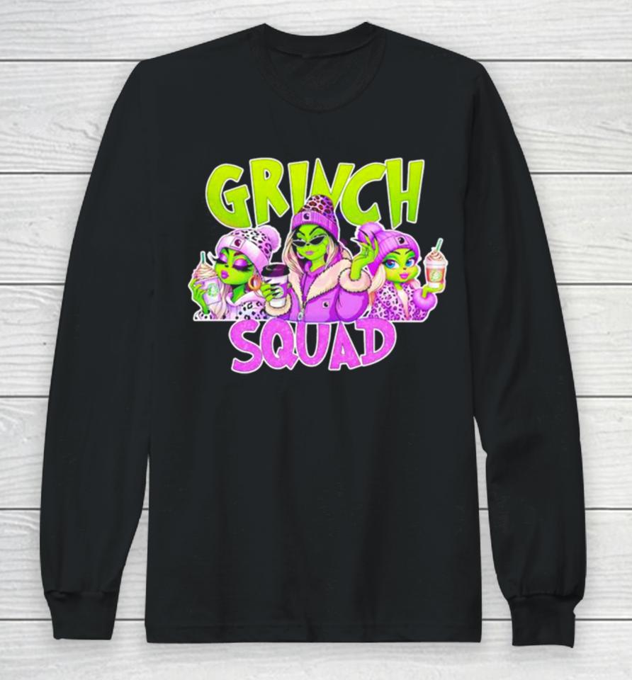 Grinch Squad Boujee Leopard Purple Merry Christmas Long Sleeve T-Shirt