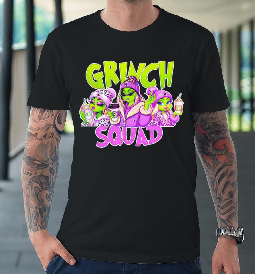 Grinch Squad Boujee Leopard Purple Merry Christmas Premium T-Shirt