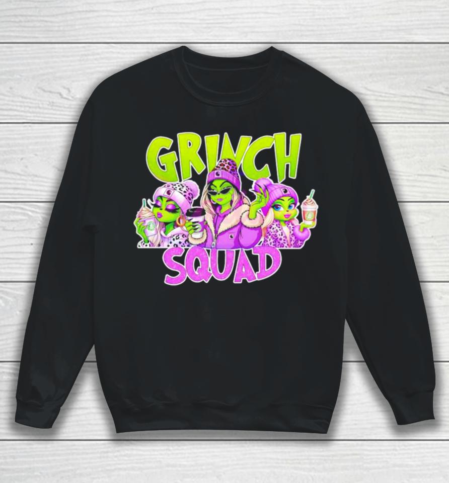 Grinch Squad Boujee Leopard Purple Merry Christmas Sweatshirt