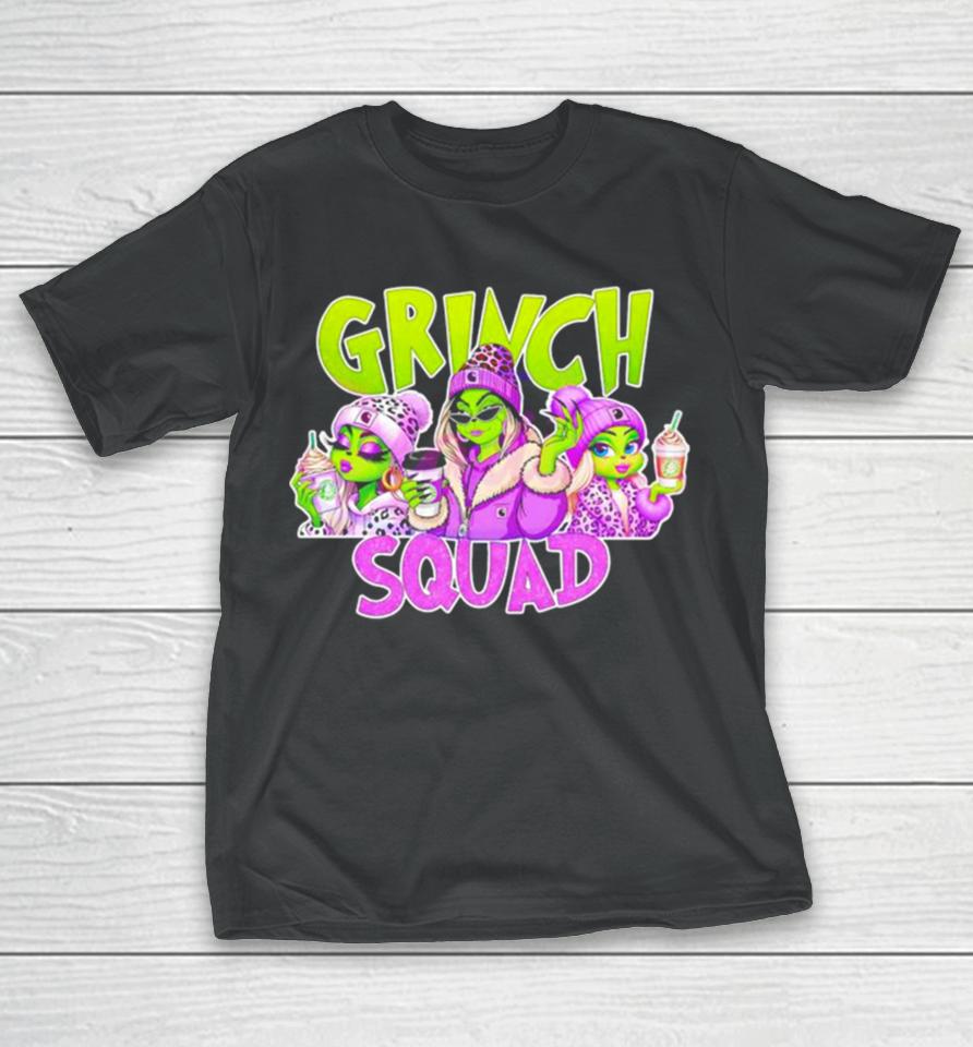 Grinch Squad Boujee Leopard Purple Merry Christmas T-Shirt