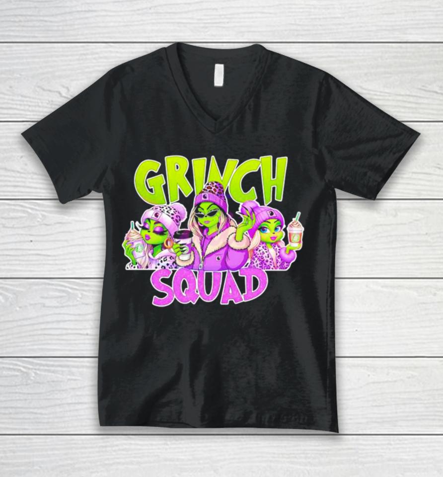 Grinch Squad Boujee Leopard Purple Merry Christmas Unisex V-Neck T-Shirt