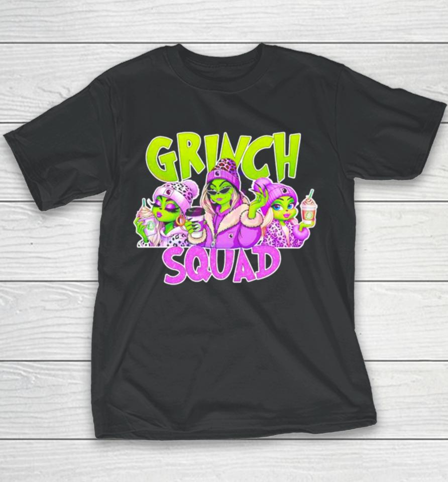 Grinch Squad Boujee Leopard Purple Merry Christmas Youth T-Shirt