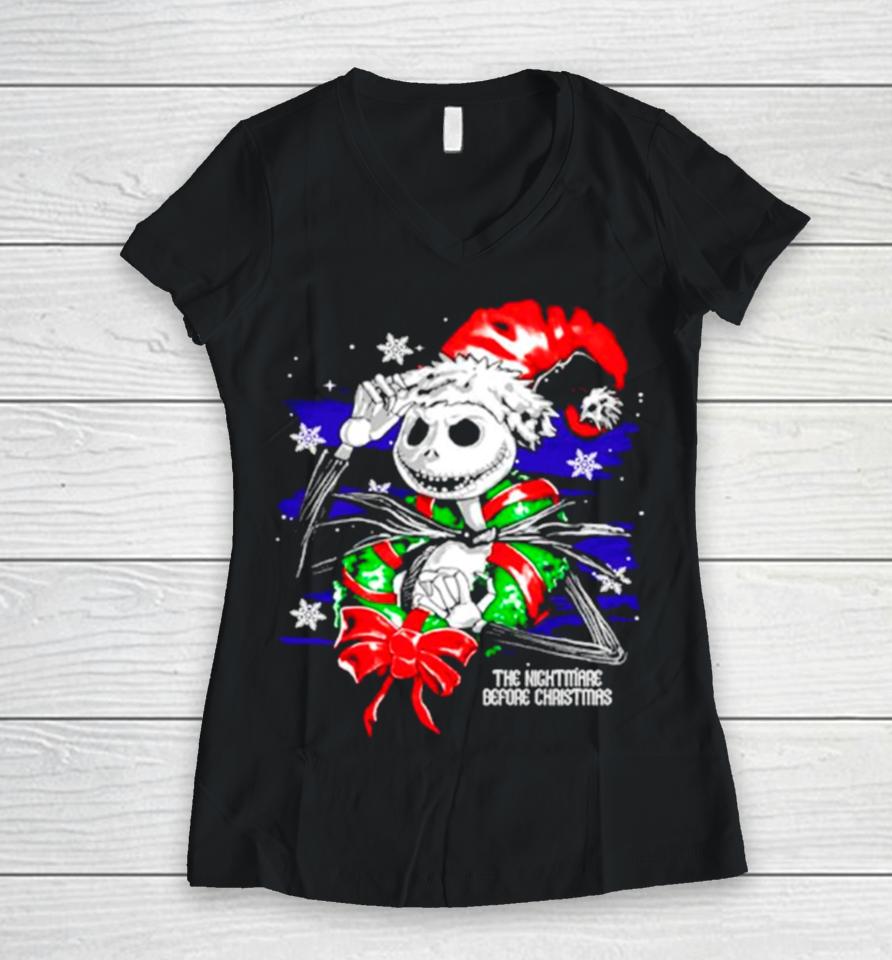 Grinch The Nightmare Before Christmas Women V-Neck T-Shirt