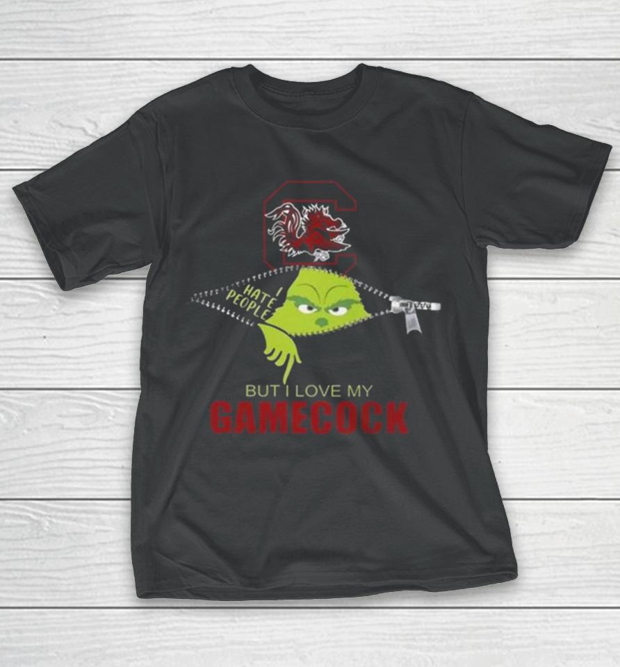 Grinch Zipper I Hate People But I Love My South Carolina Gamecocks T-Shirt