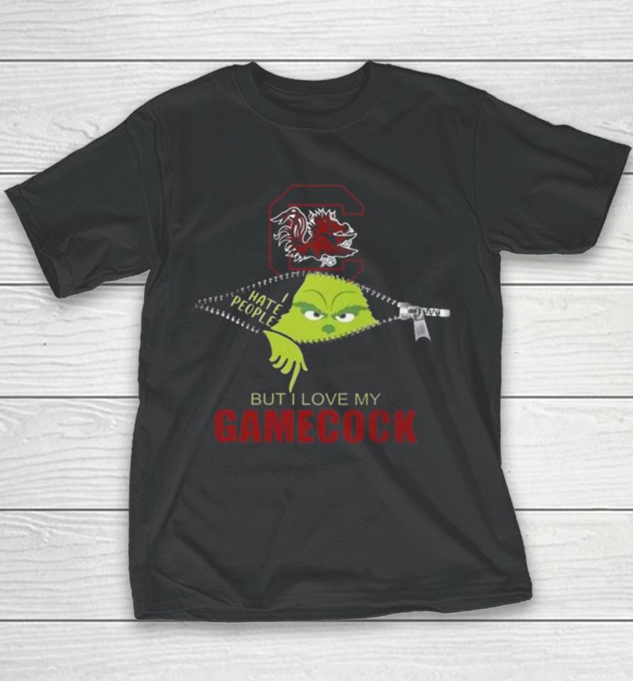 Grinch Zipper I Hate People But I Love My South Carolina Gamecocks Youth T-Shirt