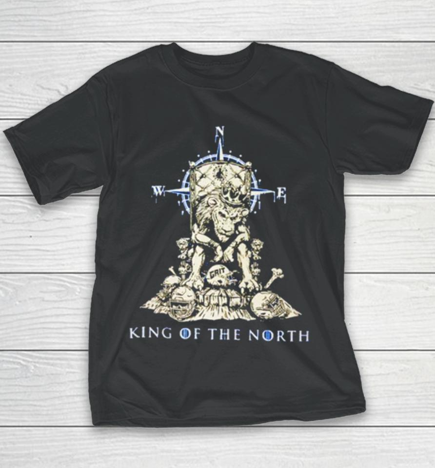 Grit King Of The North Detroit Lions Football Skeleton Youth T-Shirt