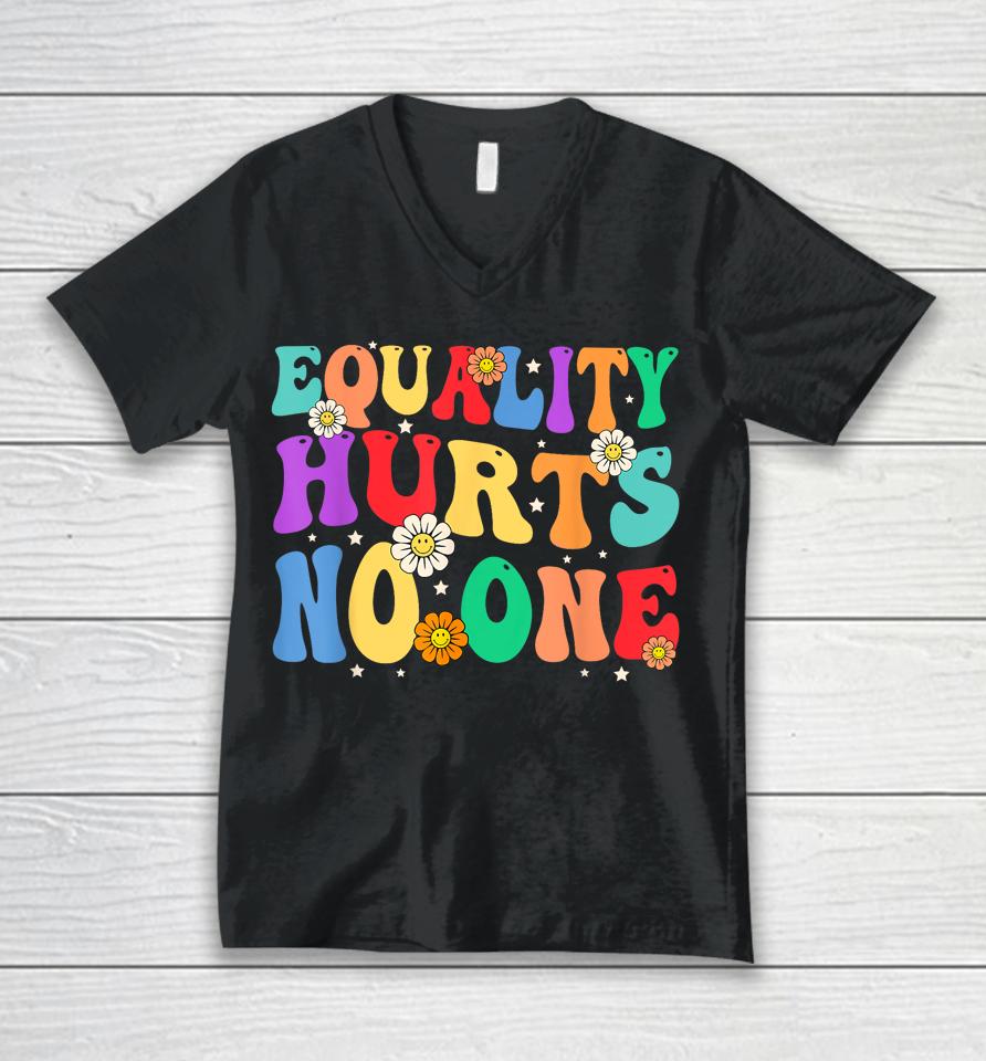 Groovy Equality Hurts No One Rainbow Lgbt Lesbian Gay Pride Unisex V-Neck T-Shirt
