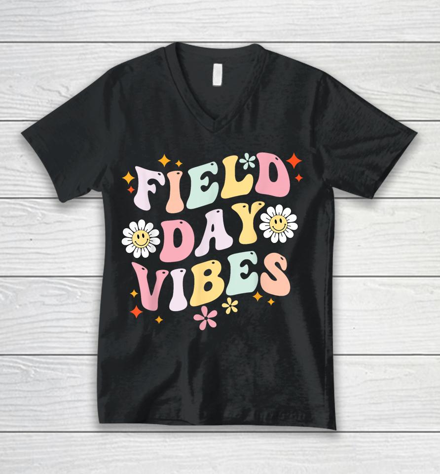 Groovy Field Day 2023 Funny Field Day Vibes Teacher Unisex V-Neck T-Shirt