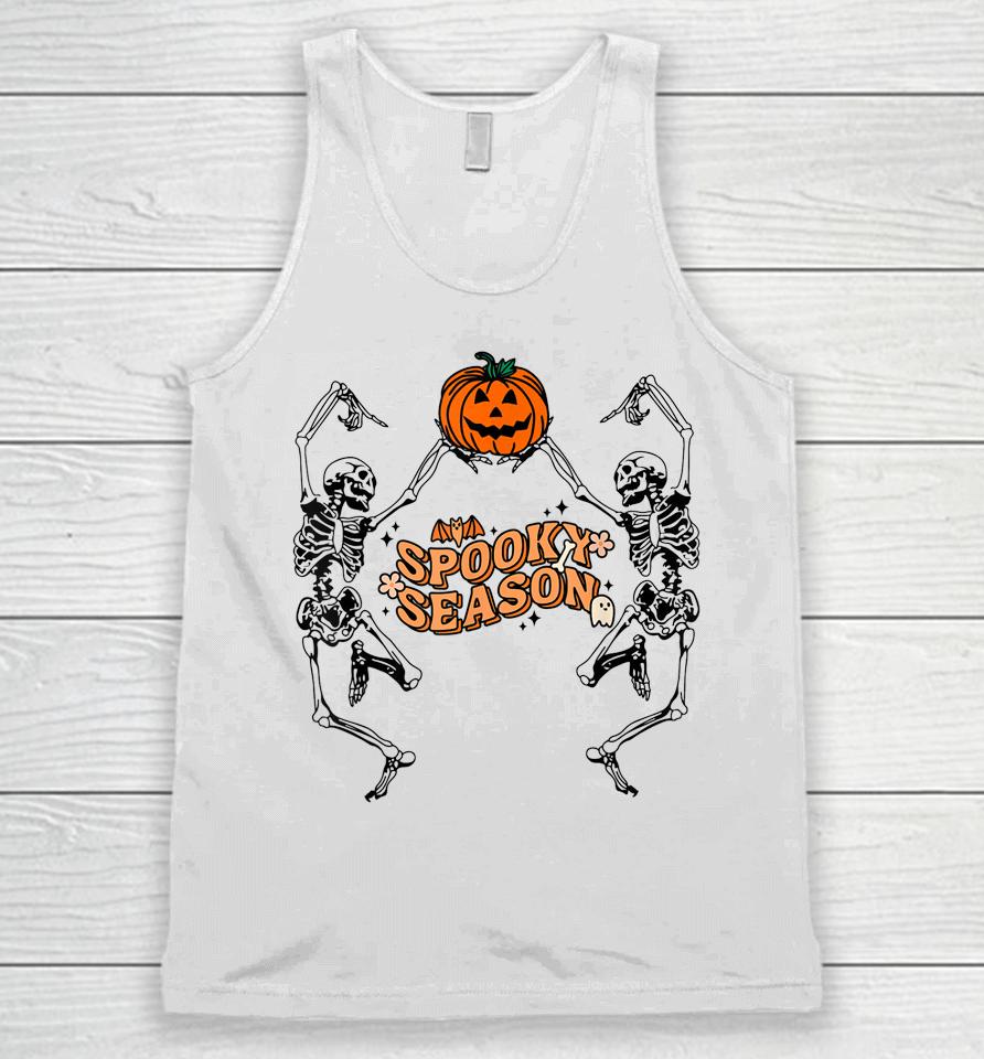 Groovy Ghost Spooky Season Funny Halloween Skeleton Dancing Unisex Tank Top