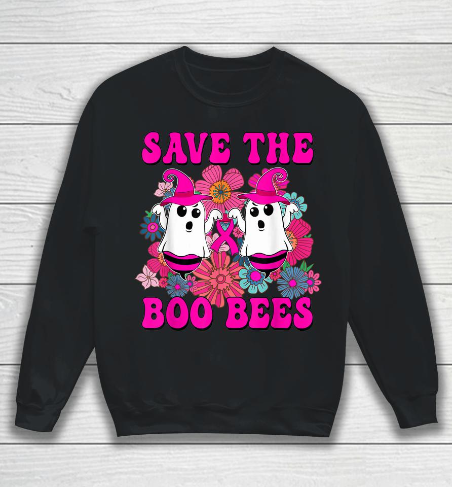 Groovy Halloween Save The Boo Bees Breast Cancer Awareness Sweatshirt