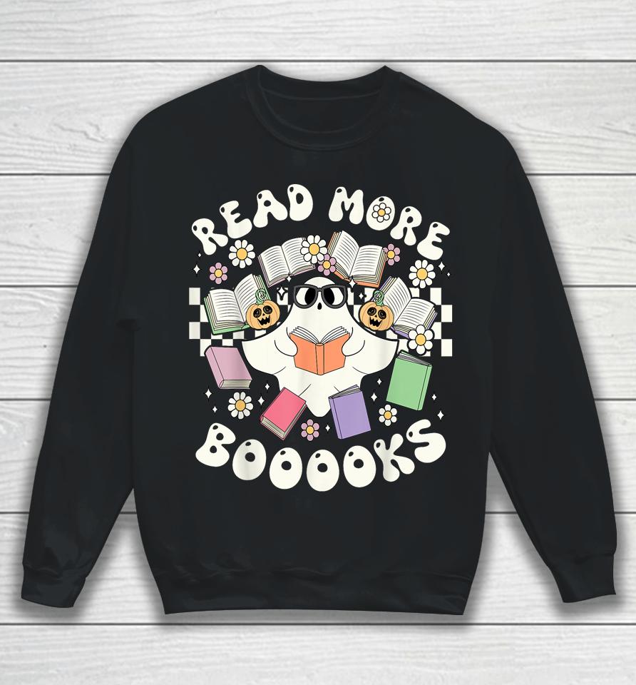 Groovy Halloween Teacher Cute Boo Read More Books Ghost Sweatshirt