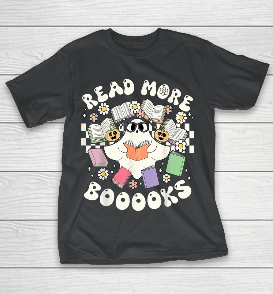 Groovy Halloween Teacher Cute Boo Read More Books Ghost T-Shirt