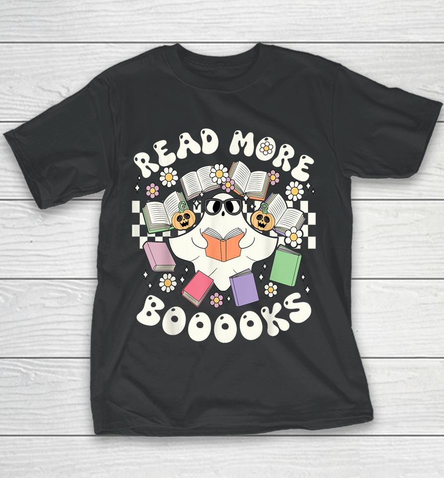 Groovy Halloween Teacher Cute Boo Read More Books Ghost Youth T-Shirt
