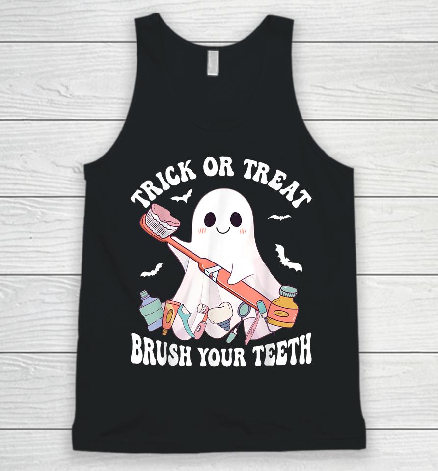 Groovy Halloween Trick Or Treat Brush Your Teeth Dentist Unisex Tank Top