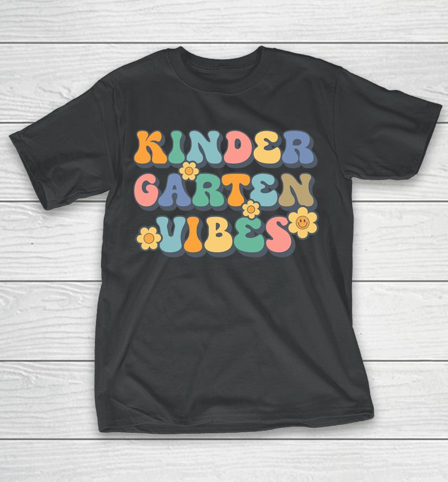 Groovy Hello Kindergarten Vibes Retro Teacher Back To School T-Shirt