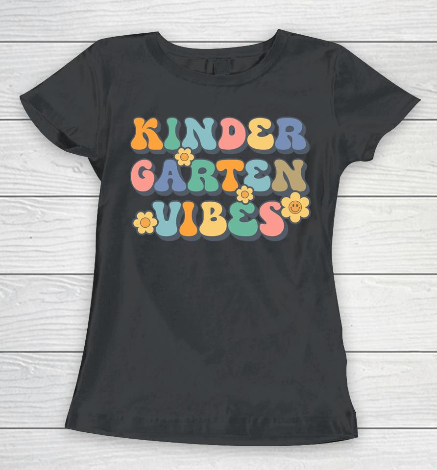 Groovy Hello Kindergarten Vibes Retro Teacher Back To School Women T-Shirt