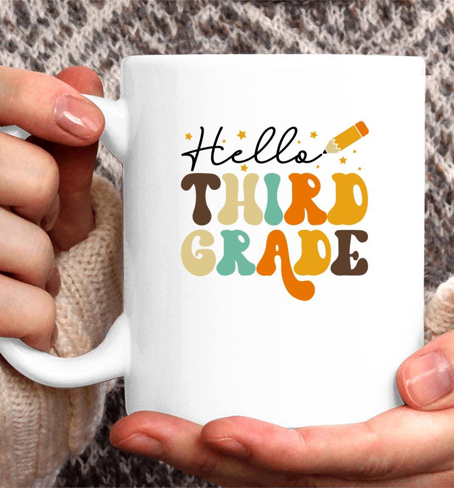 Groovy Hello Third Grade Vibes Retro Teachers Back To School Coffee Mug