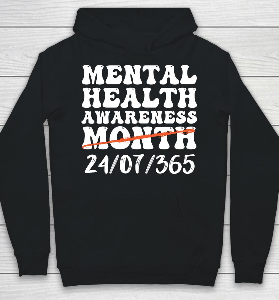 Groovy In May We Wear Green Mental Health Awareness Design Hoodie