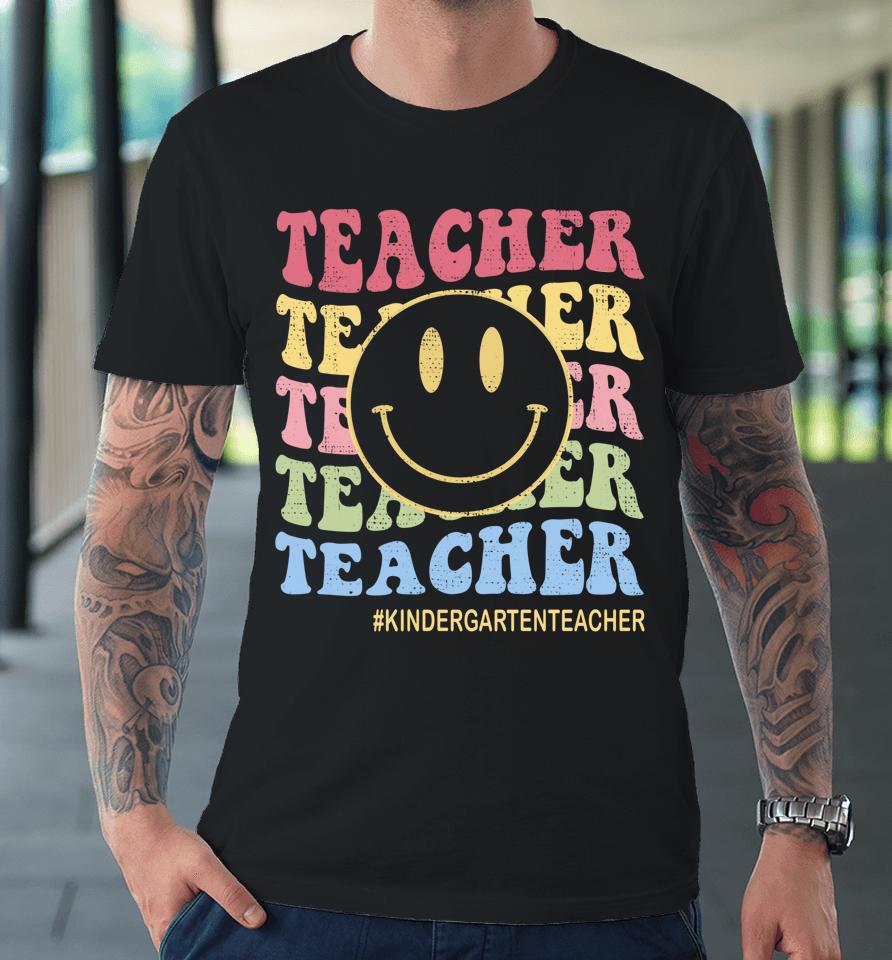Groovy Kindergarten Vibes Retro Face Teachers Back To School Premium T-Shirt
