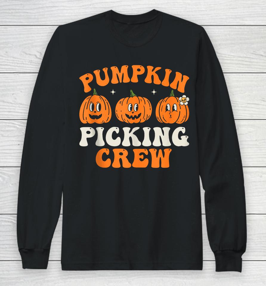 Groovy Pumpkin Picking Crew Squad Fall Autumn Halloween Long Sleeve T-Shirt