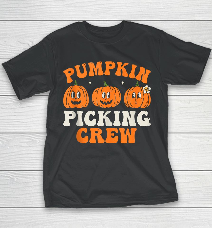 Groovy Pumpkin Picking Crew Squad Fall Autumn Halloween Youth T-Shirt