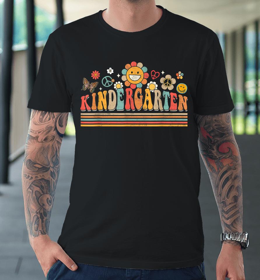 Groovy Retro Kindergarten Vibes Back To School Teachers Kids Premium T-Shirt