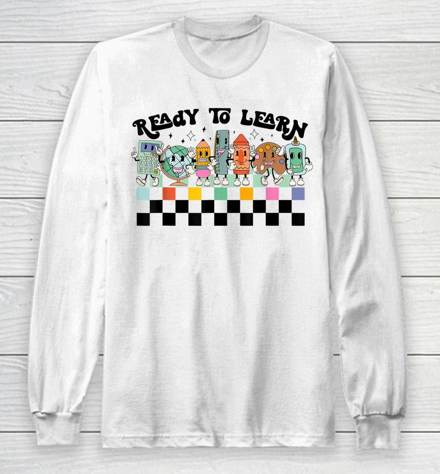 Groovy Retro Teacher Life Daisy Hippy Be Kind Back To School Long Sleeve T-Shirt