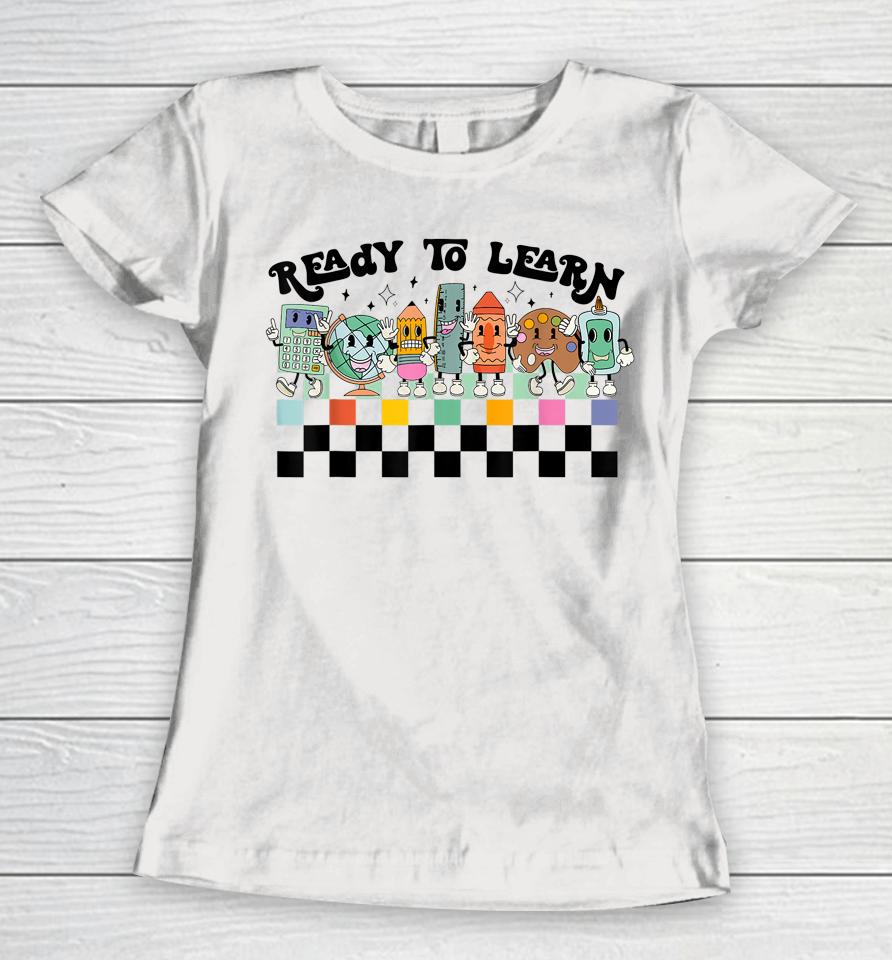 Groovy Retro Teacher Life Daisy Hippy Be Kind Back To School Women T-Shirt