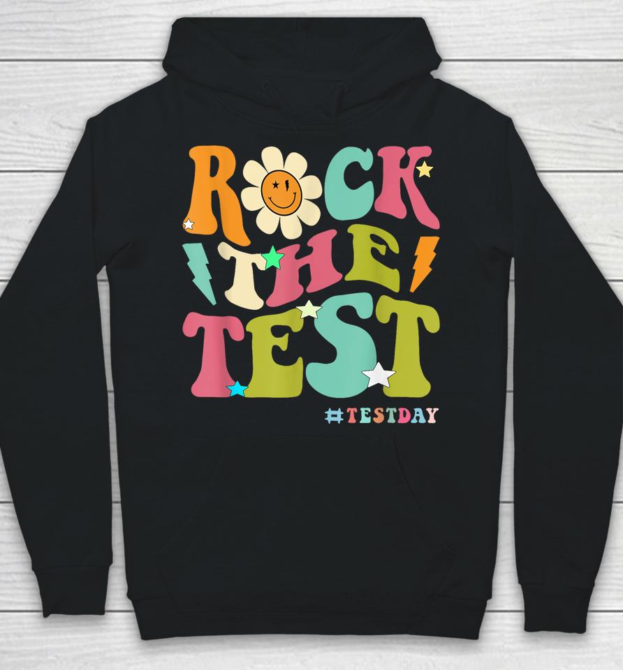 Groovy Rock The Test Motivational Retro Teacher Testing Day Hoodie