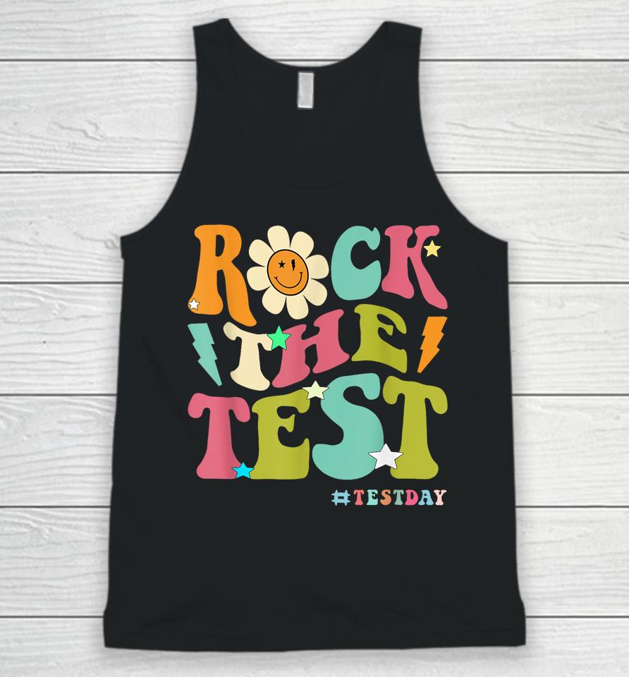 Groovy Rock The Test Motivational Retro Teacher Testing Day Unisex Tank Top