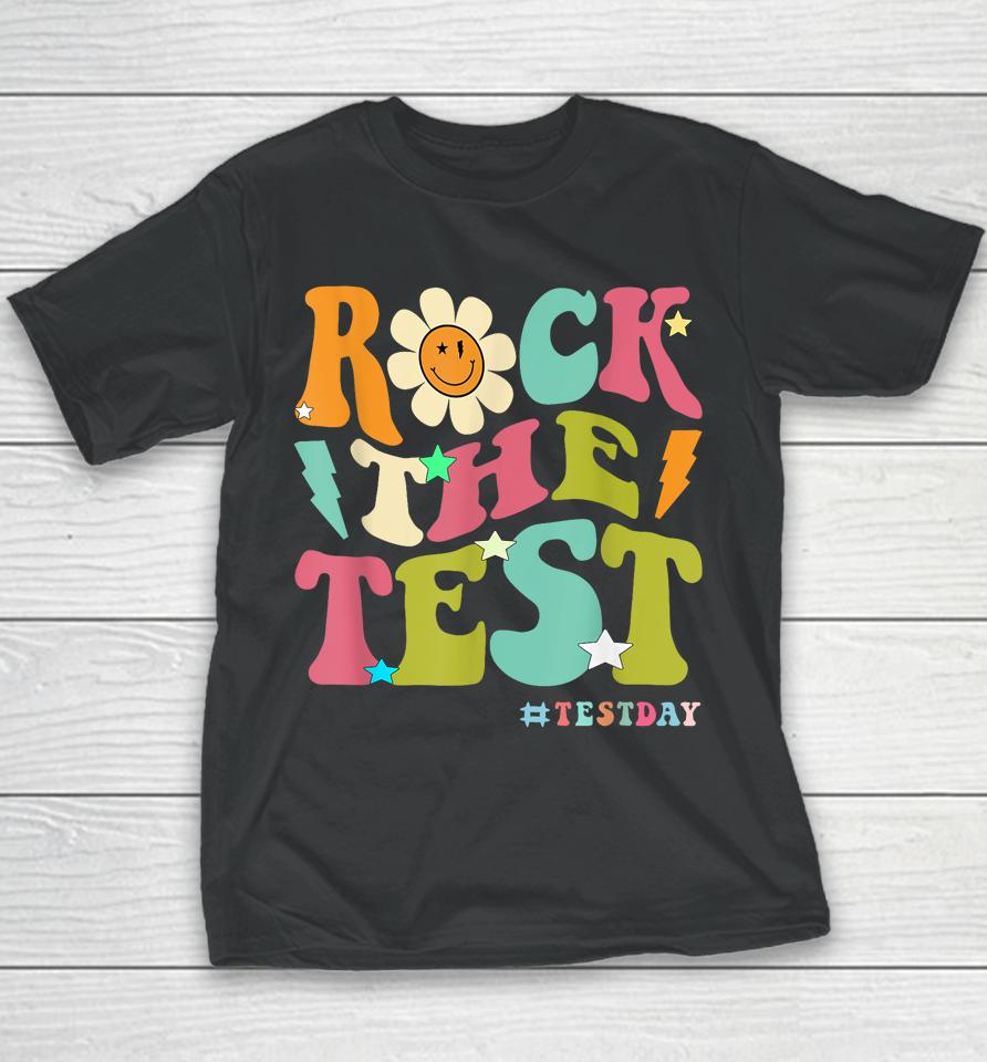 Groovy Rock The Test Motivational Retro Teacher Testing Day Youth T-Shirt