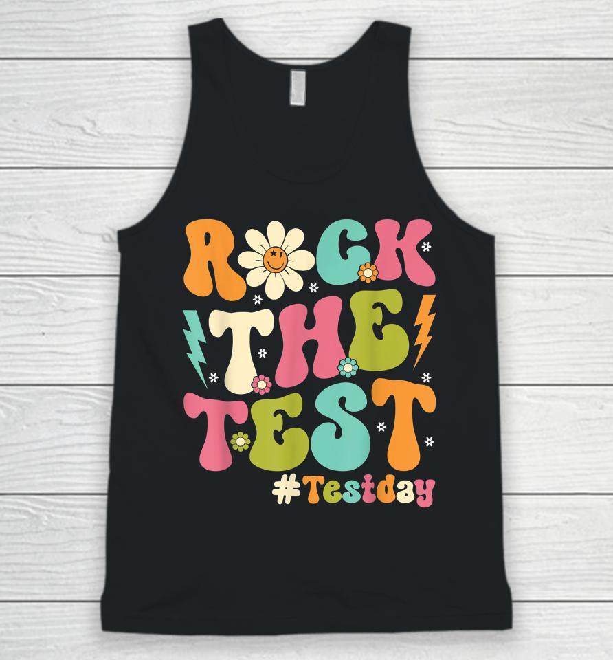 Groovy Rock The Test Motivational Retro Teachers Testing Day Unisex Tank Top
