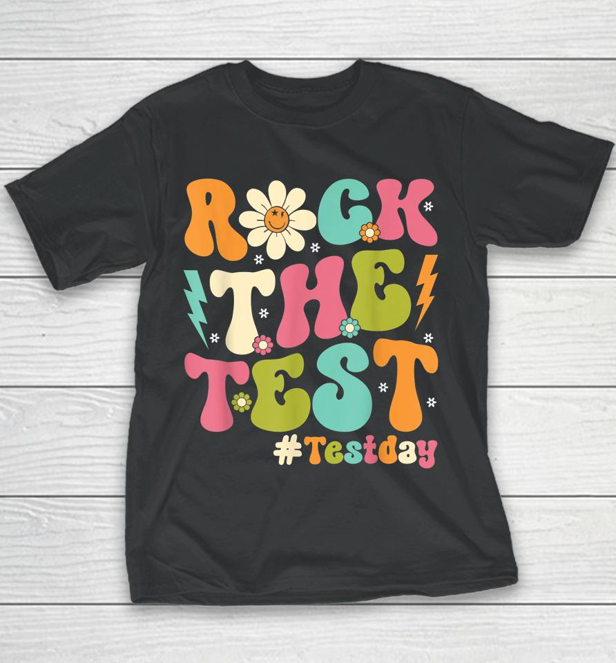 Groovy Rock The Test Motivational Retro Teachers Testing Day Youth T-Shirt