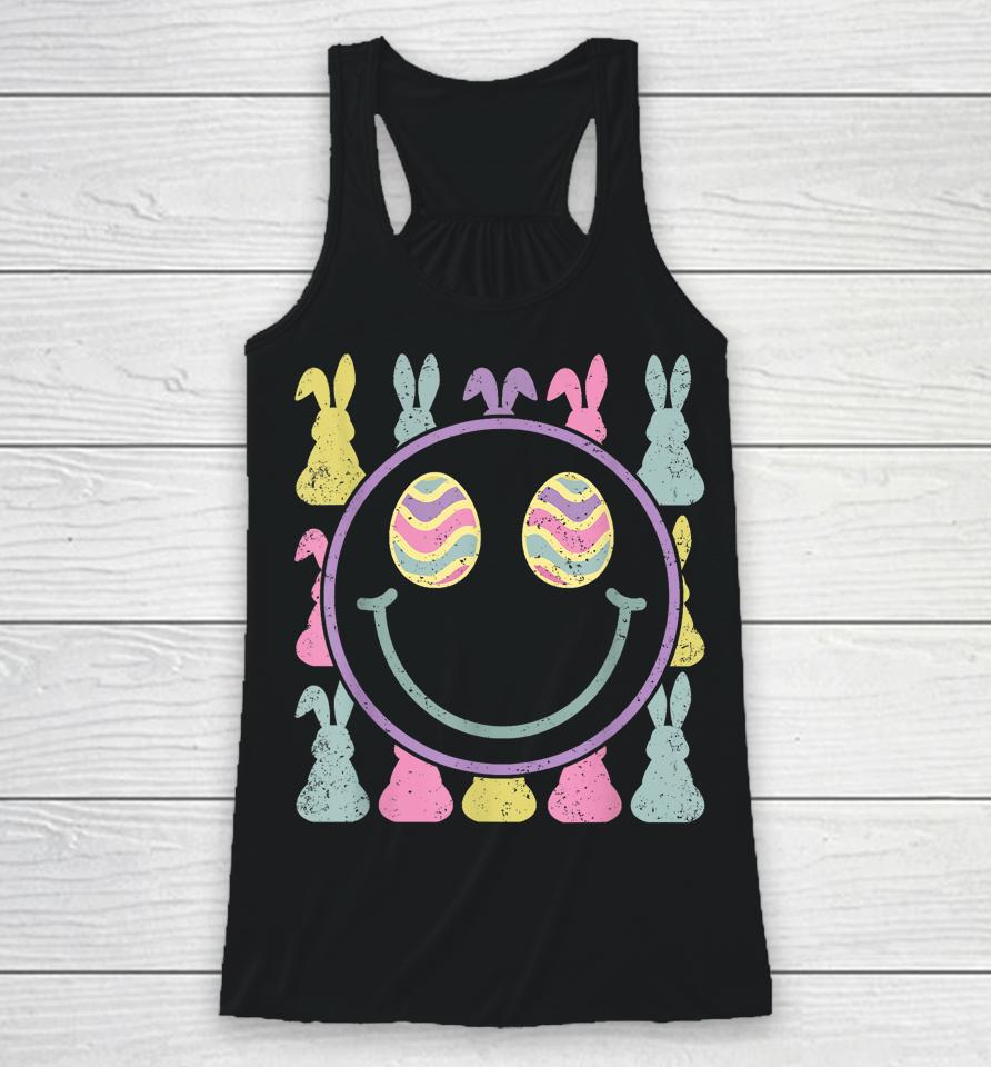 Groovy Smile Face Happy Easter Day Racerback Tank