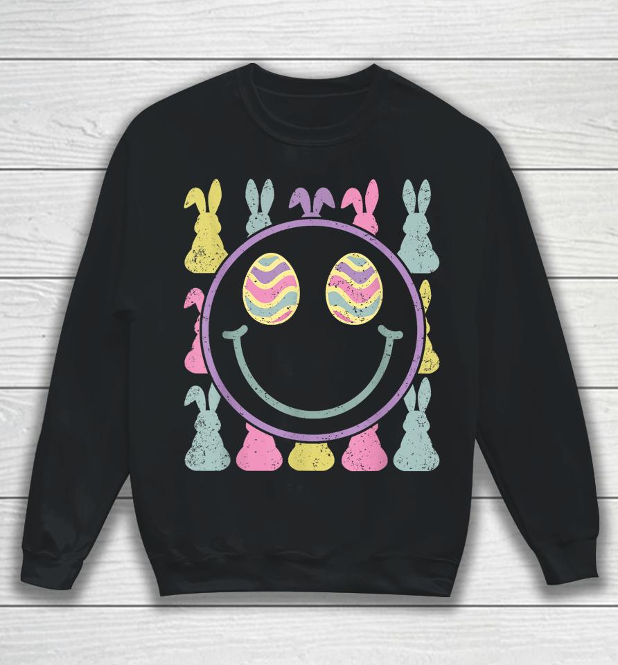 Groovy Smile Face Happy Easter Day Sweatshirt