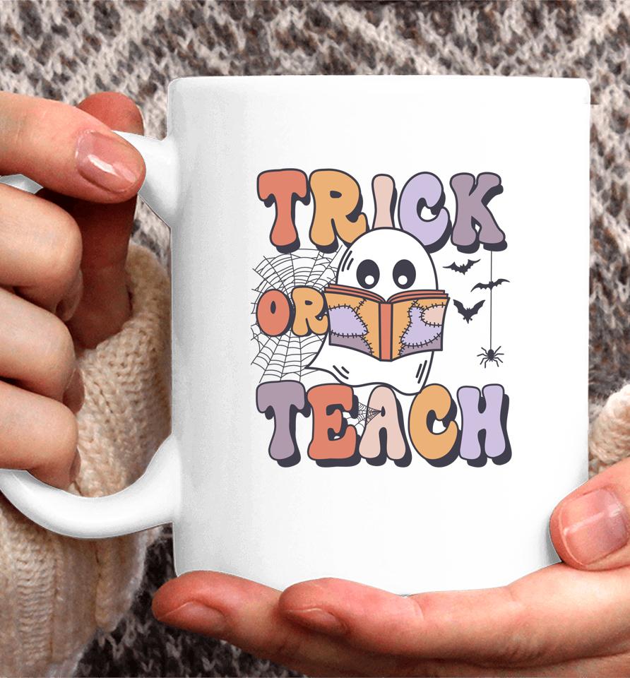 Groovy Style Ghost Trick Or Teach Teachers Halloween Funny Coffee Mug