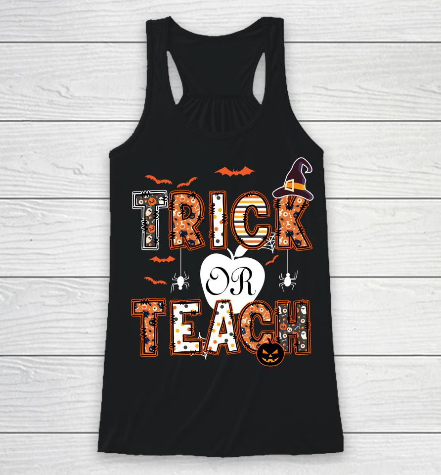 Groovy Trick Ot Teach Retro Vintage Halloween Teacher Life Racerback Tank