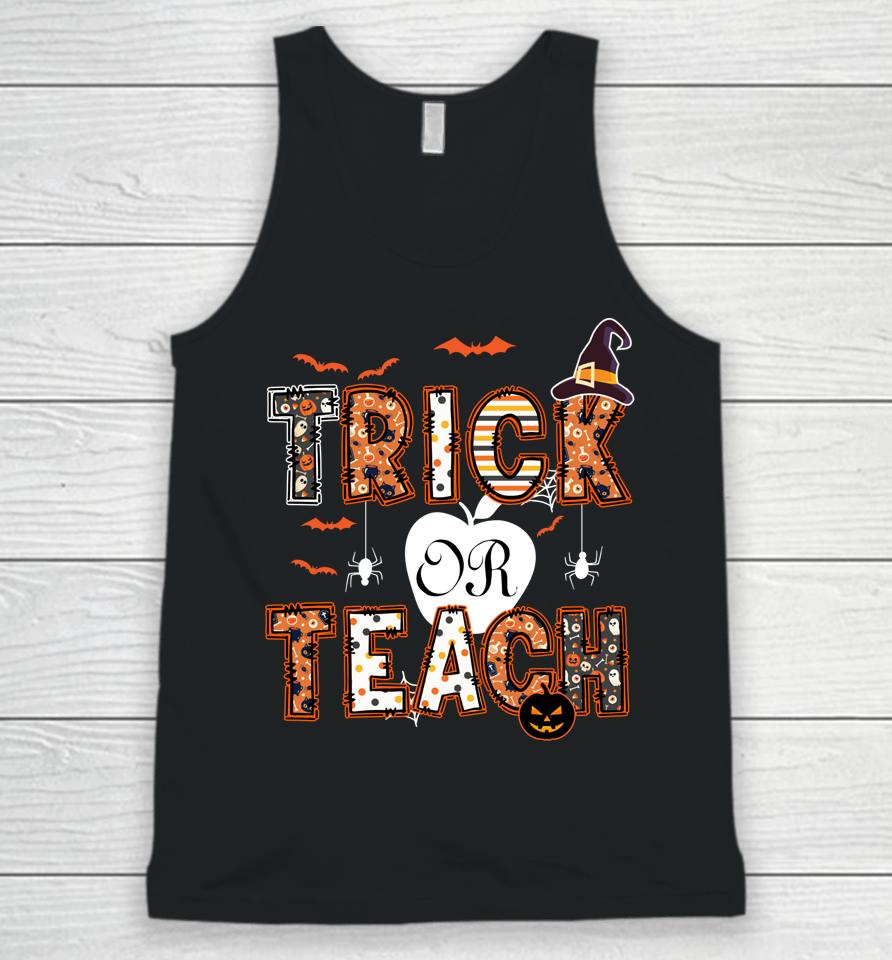 Groovy Trick Ot Teach Retro Vintage Halloween Teacher Life Unisex Tank Top