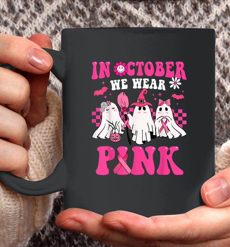 Groovy Wear Pink Breast Cancer Warrior Cute Ghost Halloween Coffee Mug